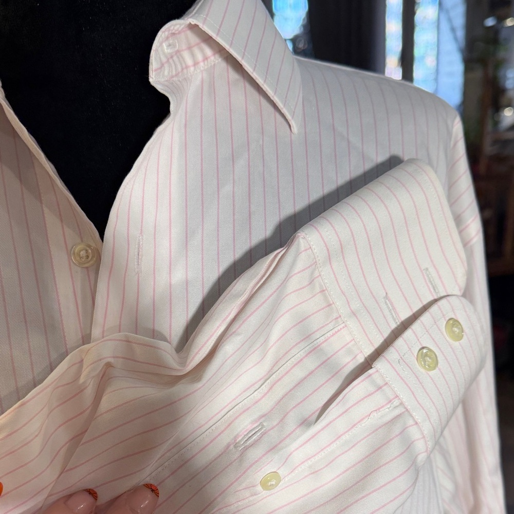 Brooks Brothers Pink and White Striped Dress Shirt